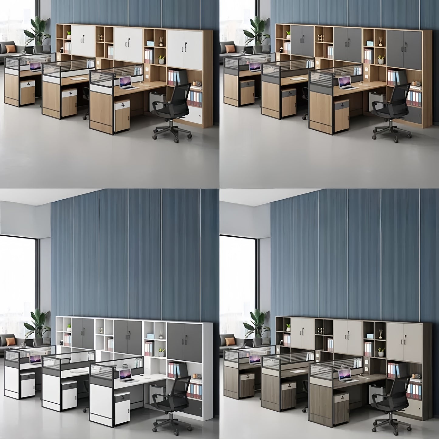 Office Employee Desk - Workstation Desk for Staff, Multiple Seating Office Furniture Set-HYB203
