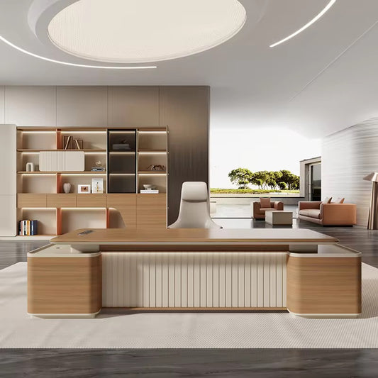 Modern Wooden Office Desk L-shape Furniture Luxury Executive Office Works Manage Table Desk Corner CEO Office Desks-03-B7120