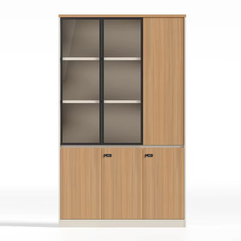 Modern Office File Cabinets Glass Door High Grade Wooden Bookshelf Bookcases Filing Cabinets-03-833