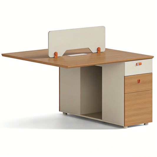 Modern Modular L-shaped Panel Office Desk Chair Combination Four-person Face-to-Face Meetings Wood Iron Frame-03-Z1512