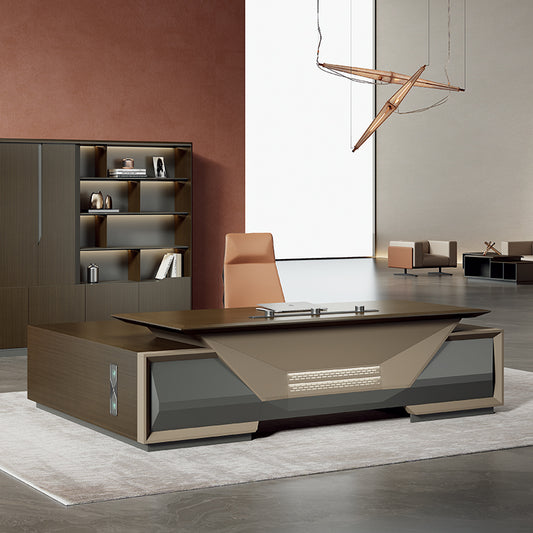 L-shape Modern Office Furniture Mdf Melamine Wooden Manager/CEO Executive Office Desk-35-B5124