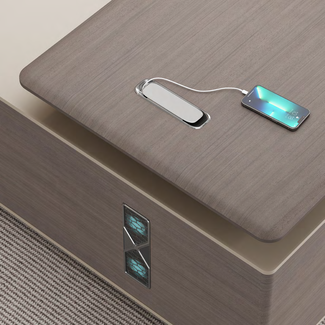 L-Shaped Manager Desk | Corner Unit + Side Cabinet, Small Supervisor Office Area-18-B0216