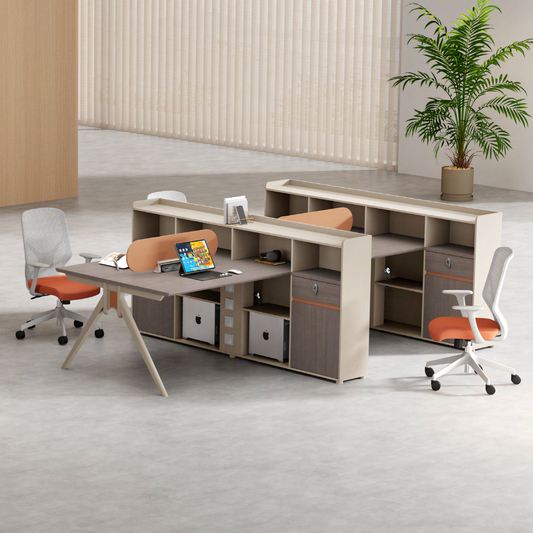 Multifunctional Staff Workstation | Bookshelf + Desk Integrated, Compact Office Cubicle-18-Z1522