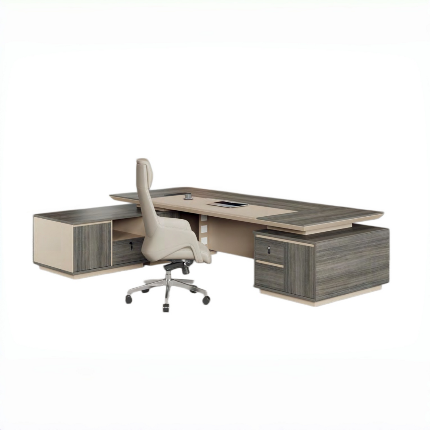Modern Large Computer Boss Desk with Drawer Storage Wooden Commercial Furniture Office Table L-Shaped Desk-05-9232