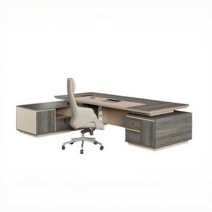 Modern Large Computer Boss Desk with Drawer Storage Wooden Commercial Furniture Office Table L-Shaped Desk-05-9232