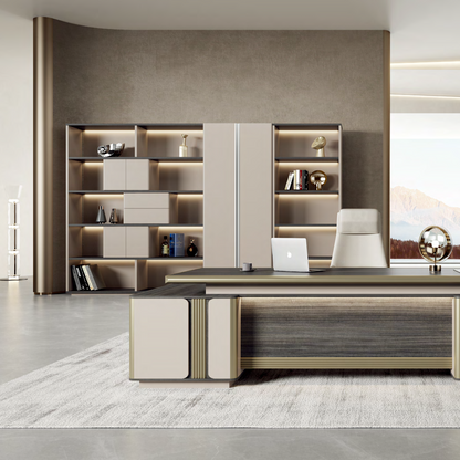 Modern Large Computer Boss/CEO Desk with Drawer Storage Wooden Commercial Furniture Office Table Desk-05-9824