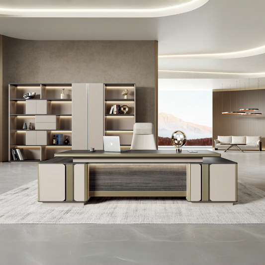 Modern Large Computer Boss/CEO Desk with Drawer Storage Wooden Commercial Furniture Office Table Desk-05-9824