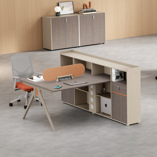 Multifunctional Staff Workstation | Bookshelf + Desk Integrated, Compact Office Cubicle-18-Z1522