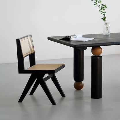 Black Modern Minimalist Solid Wood Desk - Designer Meeting & Conference Table, Rectangle Office Desk-HUB201