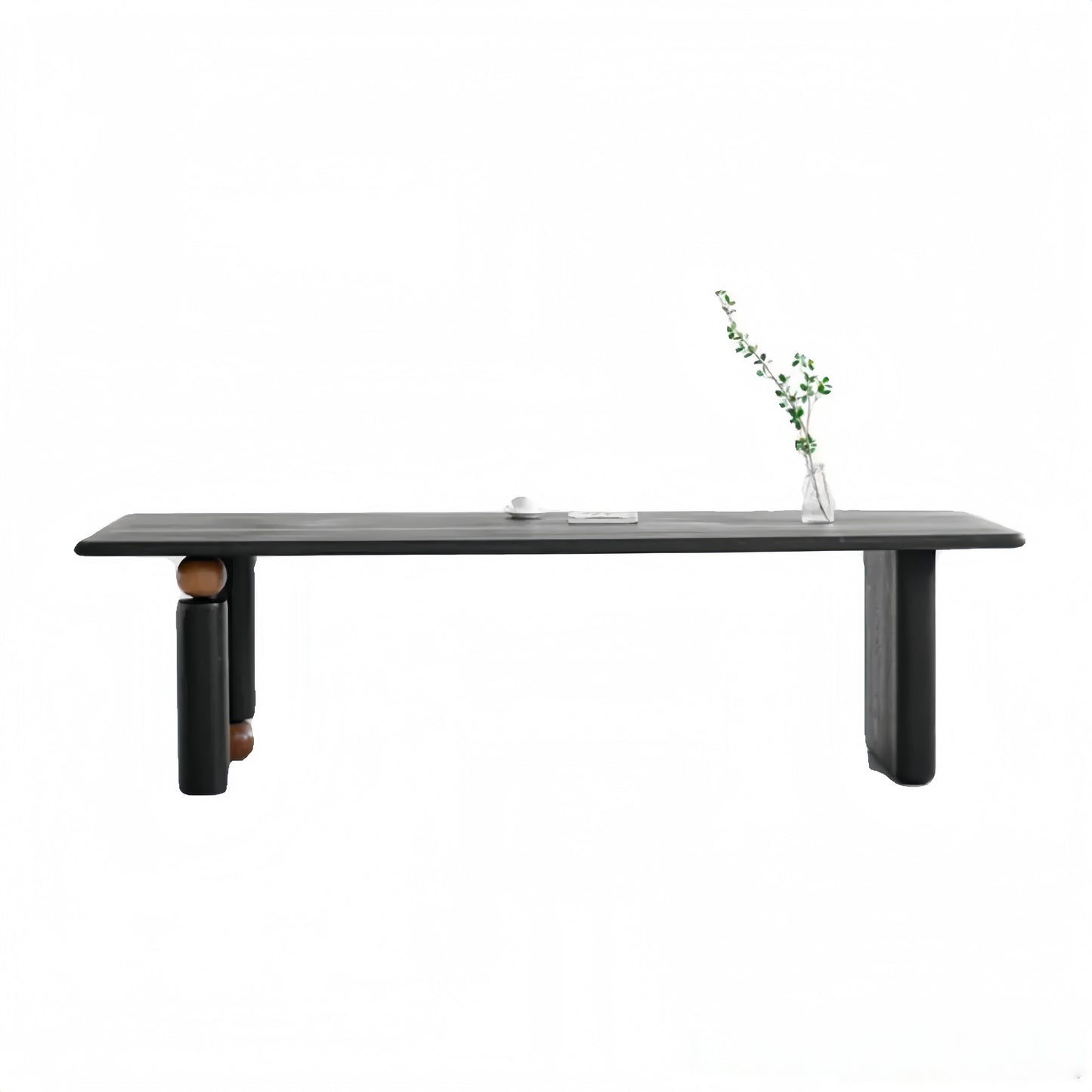 Black Modern Minimalist Solid Wood Desk - Designer Meeting & Conference Table, Rectangle Office Desk-HUB201
