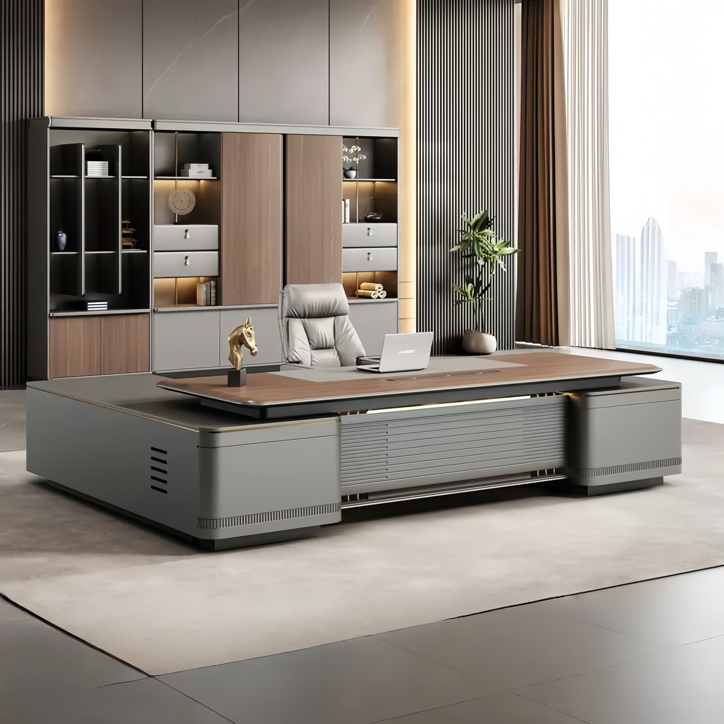 Modern Minimalist High-End Executive Desk - Office Desk for CEO, President & Chairman-HZB203