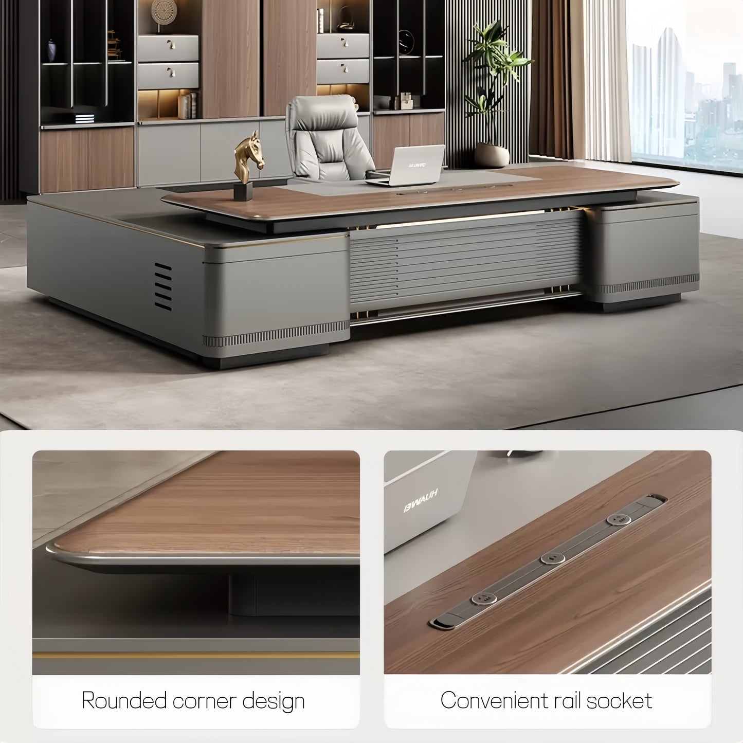 Modern Minimalist High-End Executive Desk - Office Desk for CEO, President & Chairman-HZB203