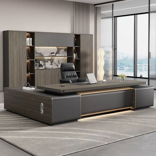 HZB212-Modern Minimalist High-End Executive Desk - Office Desk for CEO, President & Chairman-HZB212