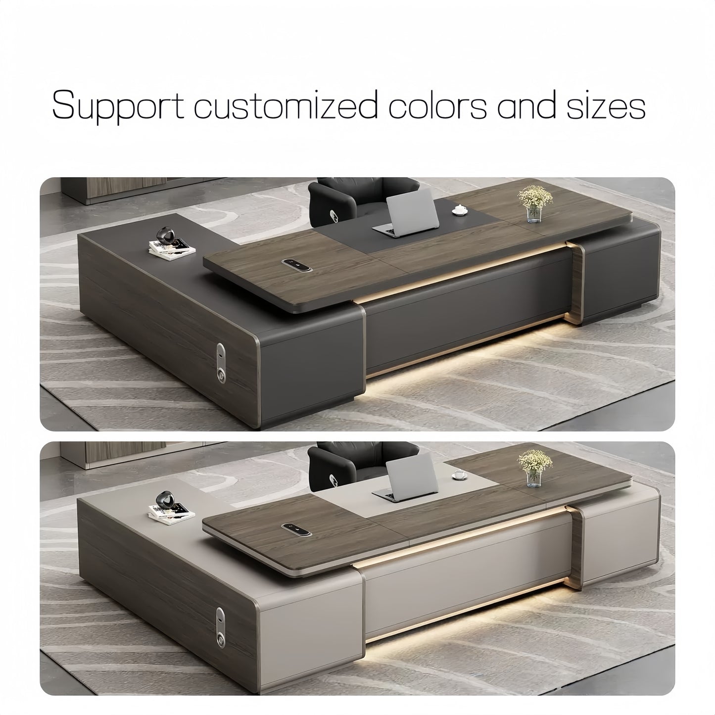 HZB212-Modern Minimalist High-End Executive Desk - Office Desk for CEO, President & Chairman-HZB212