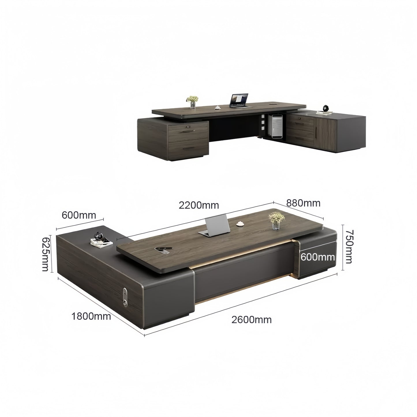 HZB212-Modern Minimalist High-End Executive Desk - Office Desk for CEO, President & Chairman-HZB212