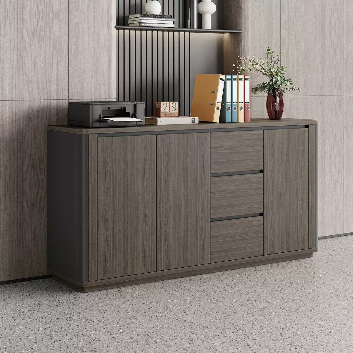 Office Pantry & Storage Cabinet - Multi-Purpose Utility Cabinet for Break Room, Filing and Background-HDB206