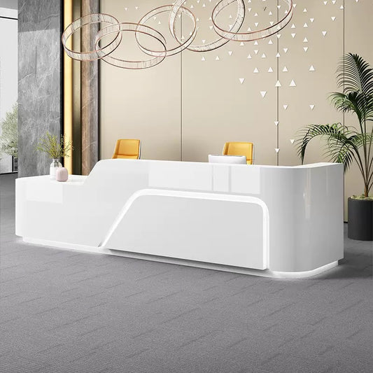Modern Custom Reception Desk - Branded Front Desk Solution for Corporate Lobby & Office Entrance-HIK201