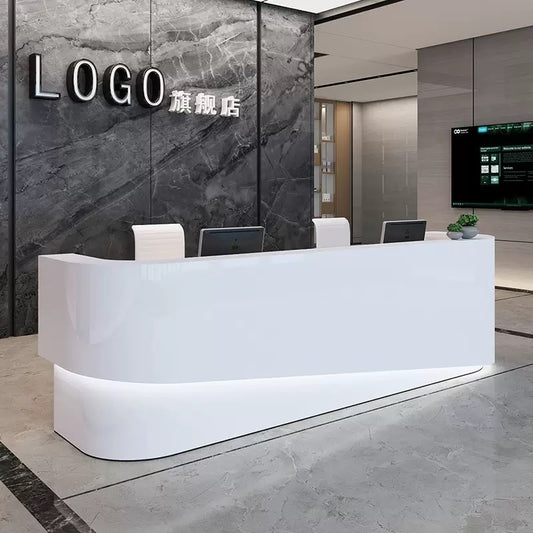 Customizable Reception Desk for Office & Lobby - Modular Front Desk with Logo, Tailored Corporate Design-HIK202