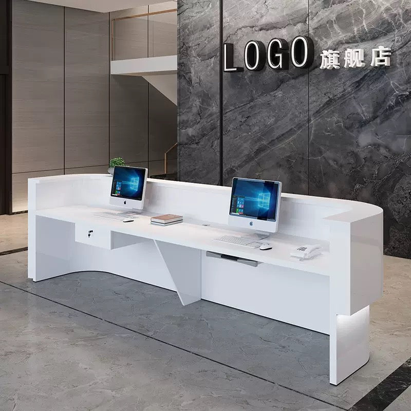 Customizable Reception Desk for Office & Lobby - Modular Front Desk with Logo, Tailored Corporate Design-HIK202
