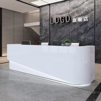 Customizable Reception Desk for Office & Lobby - Modular Front Desk with Logo, Tailored Corporate Design-HIK202