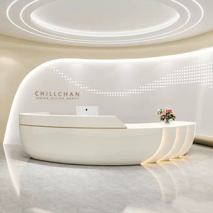 Customizable Reception Desk for Office & Lobby - Modular Front Desk with Logo, Tailored Corporate Design-HIK203