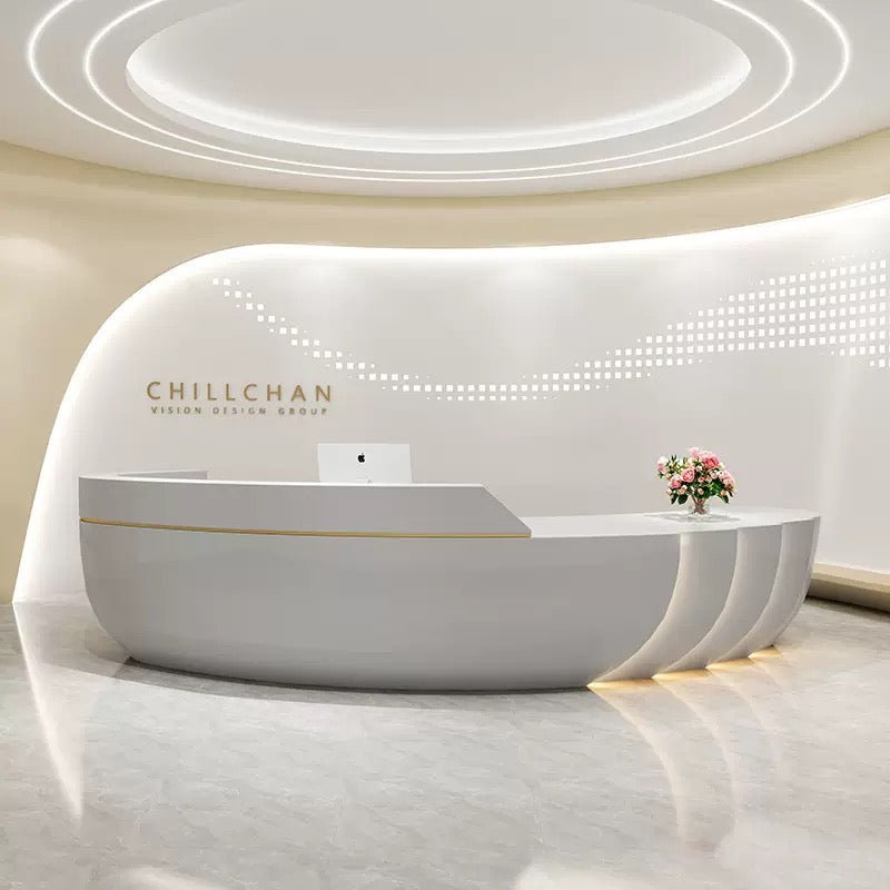 Customizable Reception Desk for Office & Lobby - Modular Front Desk with Logo, Tailored Corporate Design-HIK203