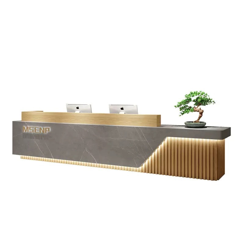 Customizable Reception Desk for Office & Lobby - Modular Front Desk with Logo, Tailored Corporate Design-HIK205