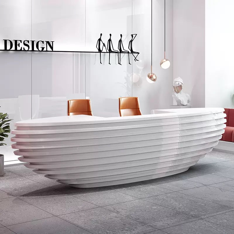Customizable Reception Desk for Office & Lobby - Modular Front Desk with Logo, Tailored Corporate Design-HIK206