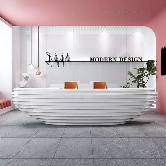 Customizable Reception Desk for Office & Lobby - Modular Front Desk with Logo, Tailored Corporate Design-HIK206