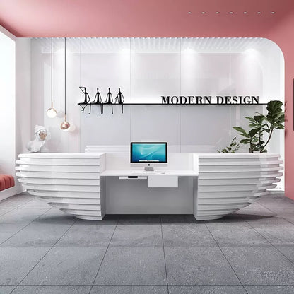 Customizable Reception Desk for Office & Lobby - Modular Front Desk with Logo, Tailored Corporate Design-HIK206