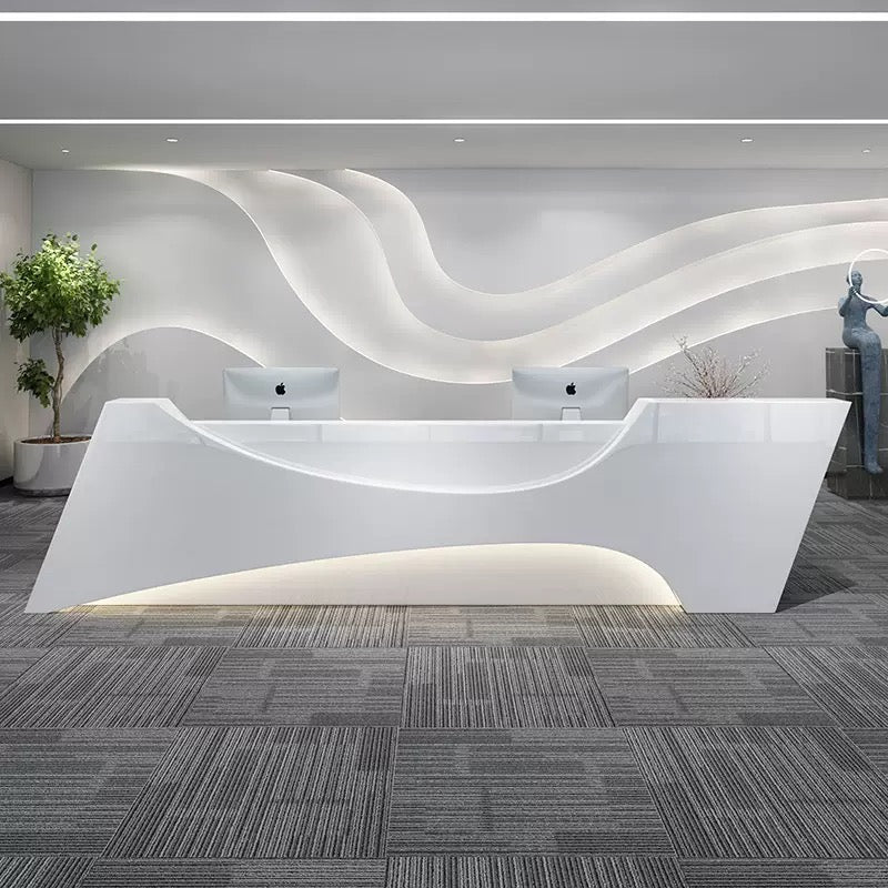 Customizable Reception Desk for Office & Lobby - Modular Front Desk with Logo, Tailored Corporate Design-HIK207