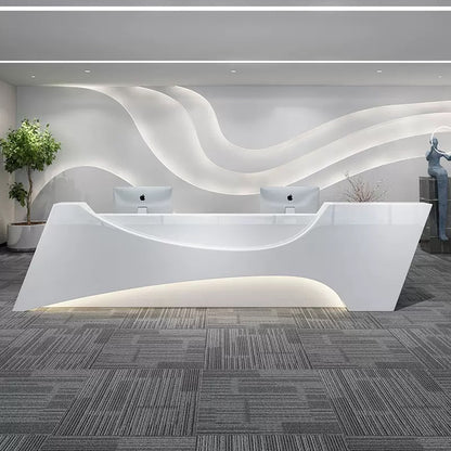 Customizable Reception Desk for Office & Lobby - Modular Front Desk with Logo, Tailored Corporate Design-HIK207