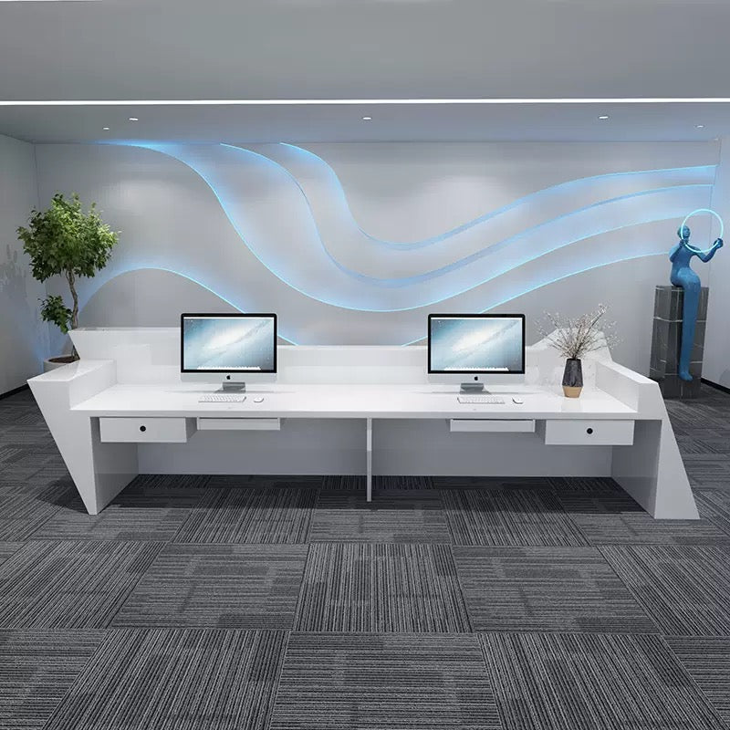 Customizable Reception Desk for Office & Lobby - Modular Front Desk with Logo, Tailored Corporate Design-HIK207