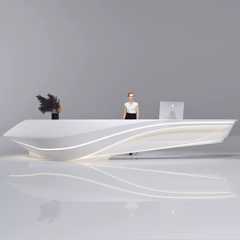 Customizable Reception Desk for Office & Lobby - Modular Front Desk with Logo, Tailored Corporate Design-HIK208