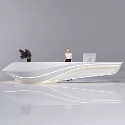 Customizable Reception Desk for Office & Lobby - Modular Front Desk with Logo, Tailored Corporate Design-HIK208