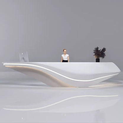 Customizable Reception Desk for Office & Lobby - Modular Front Desk with Logo, Tailored Corporate Design-HIK208