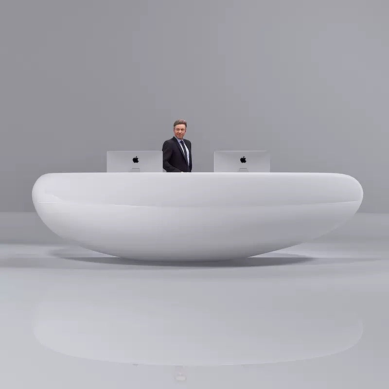 Customizable Reception Desk for Office & Lobby - Modular Front Desk with Logo, Tailored Corporate Design-HIK208