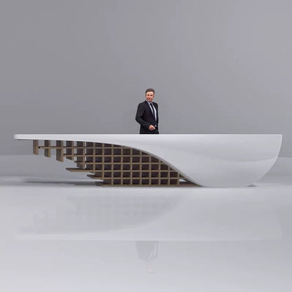 Customizable Reception Desk for Office & Lobby - Modular Front Desk with Logo, Tailored Corporate Design-HIK208