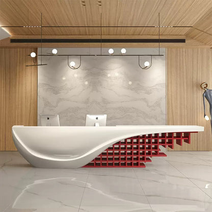 Customizable Reception Desk for Office & Lobby - Modular Front Desk with Logo, Tailored Corporate Design-HIK209