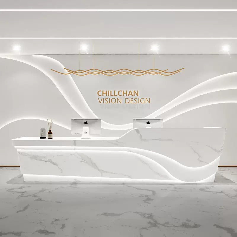 Customizable Reception Desk for Office & Lobby - Modular Front Desk with Logo, Tailored Corporate Design-HIK211