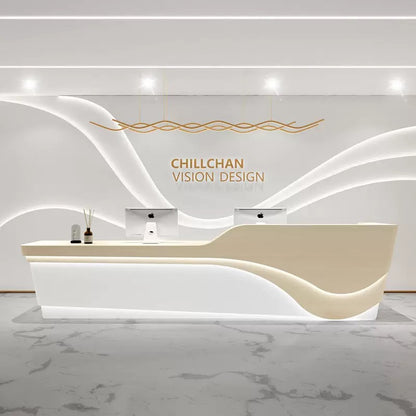 Customizable Reception Desk for Office & Lobby - Modular Front Desk with Logo, Tailored Corporate Design-HIK211