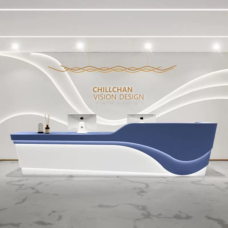 Customizable Reception Desk for Office & Lobby - Modular Front Desk with Logo, Tailored Corporate Design-HIK211