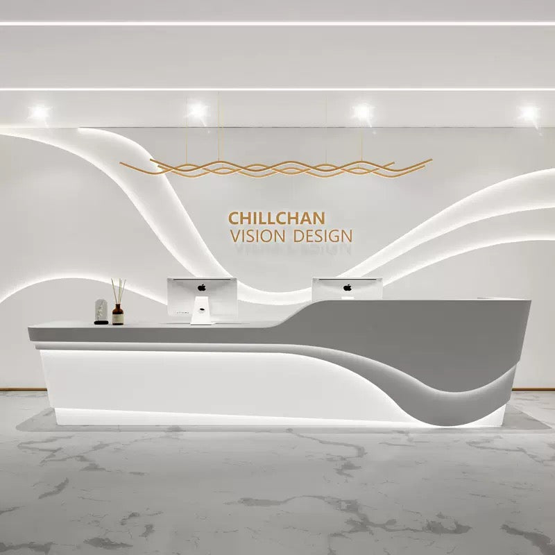 Customizable Reception Desk for Office & Lobby - Modular Front Desk with Logo, Tailored Corporate Design-HIK211