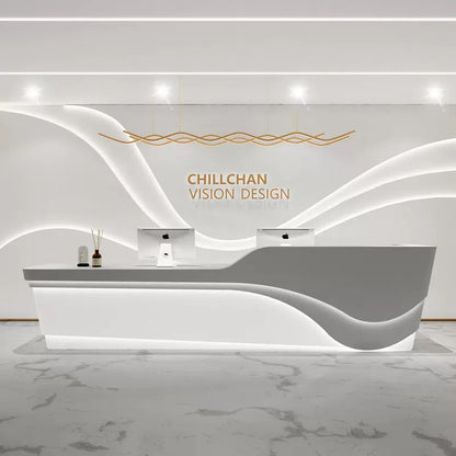 Customizable Reception Desk for Office & Lobby - Modular Front Desk with Logo, Tailored Corporate Design-HIK211