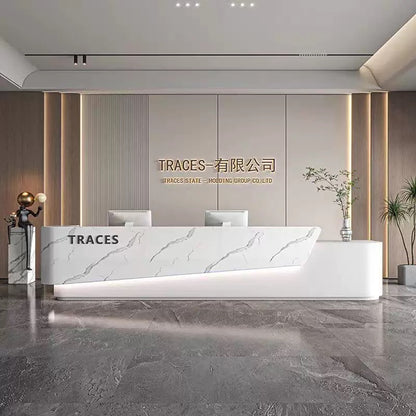 Customizable Reception Desk for Office & Lobby - Modular Front Desk with Logo, Tailored Corporate Design-HIK213