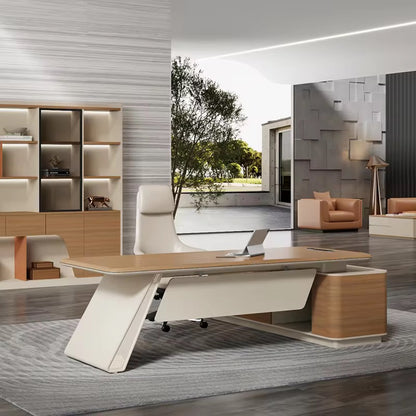 Modern Wooden Office Desk L-shape Furniture Luxury Executive Office Works Manage Table Desk Corner CEO Office Desks-03-B7120