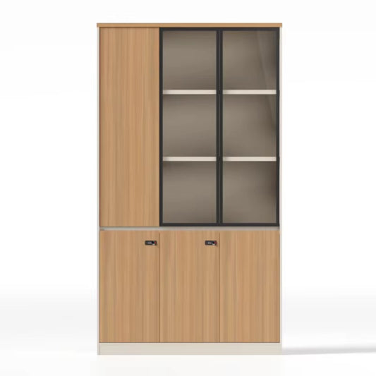 Modern Office File Cabinets Glass Door High Grade Wooden Bookshelf Bookcases Filing Cabinets-03-833