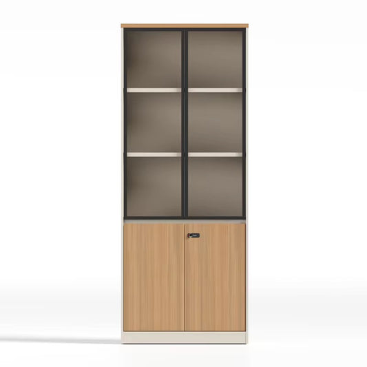 Modern Office File Cabinets Glass Door High Grade Wooden Bookshelf Bookcases Filing Cabinets-03-833