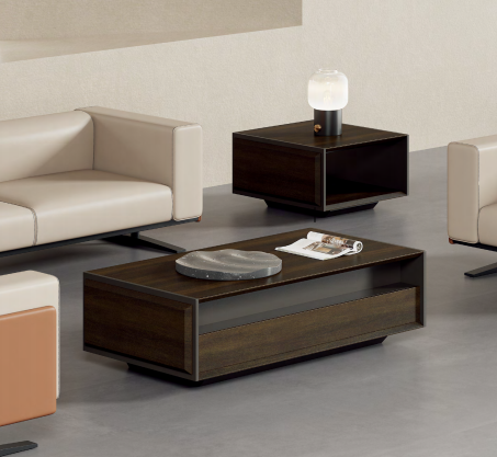Modern Luxury Office Furniture Walnut Coffee Tea Table for Home School Hotel Hospital Use Wooden Panel-16-C3407