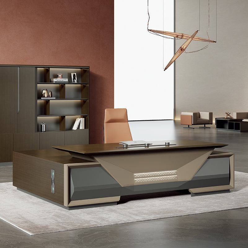 L-shape Modern Office Furniture Mdf Melamine Wooden Manager/CEO Executive Office Desk-35-B5124